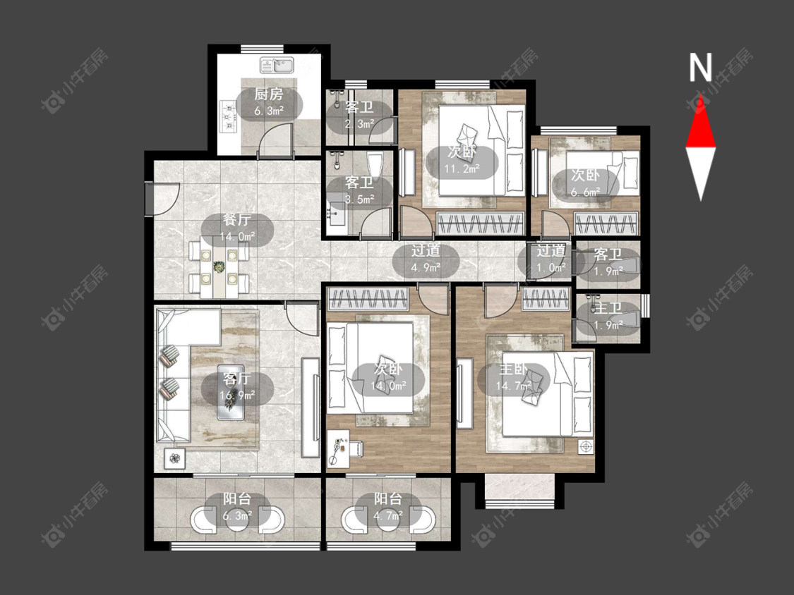 常州龙湖龙誉城四期在售二手房源户型图_小牛看房
