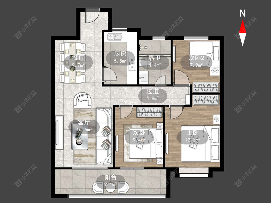 东方君开房源户型图 常州东方君开在售二手房源户型图_小牛看房