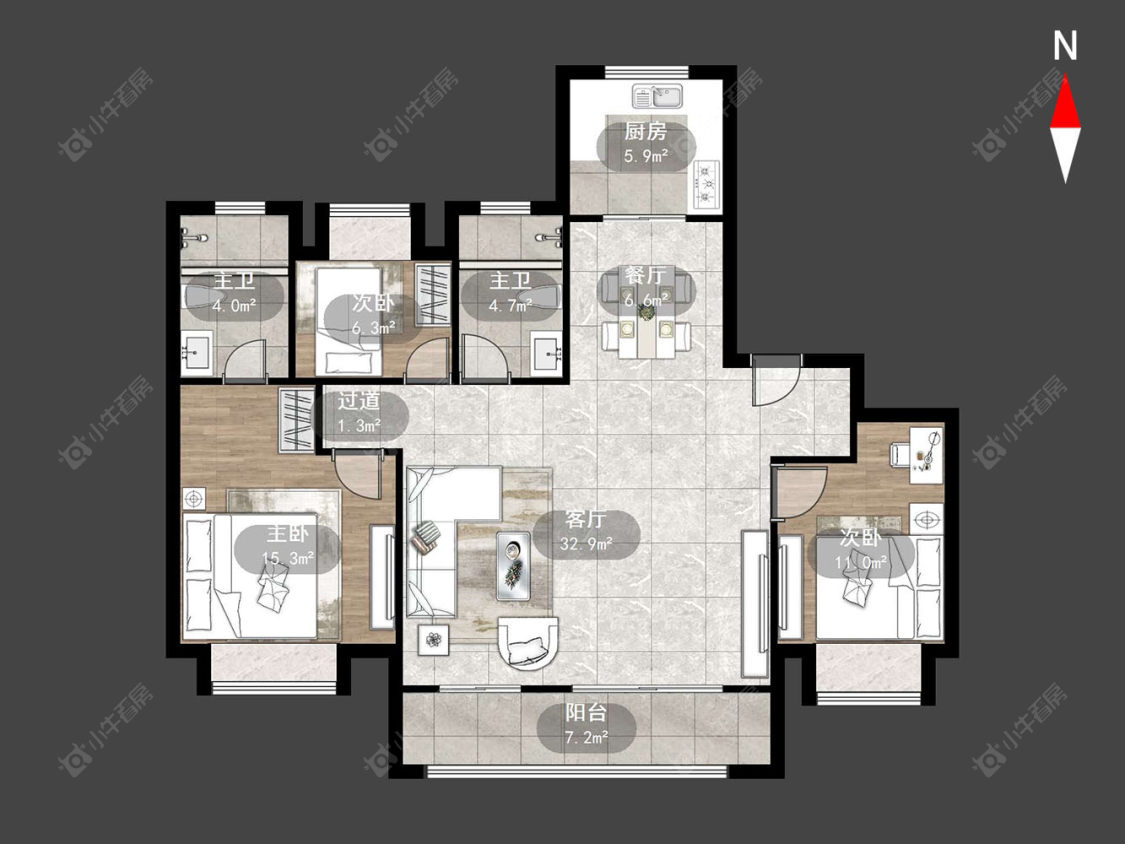 牡丹学府房源户型图 常州牡丹学府在售二手房源户型图_小牛看房