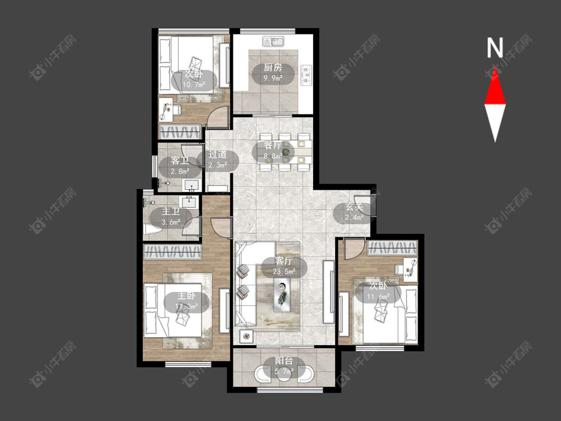 中奥珑郡房源户型图 常州中奥珑郡在售二手房源户型图_小牛看房