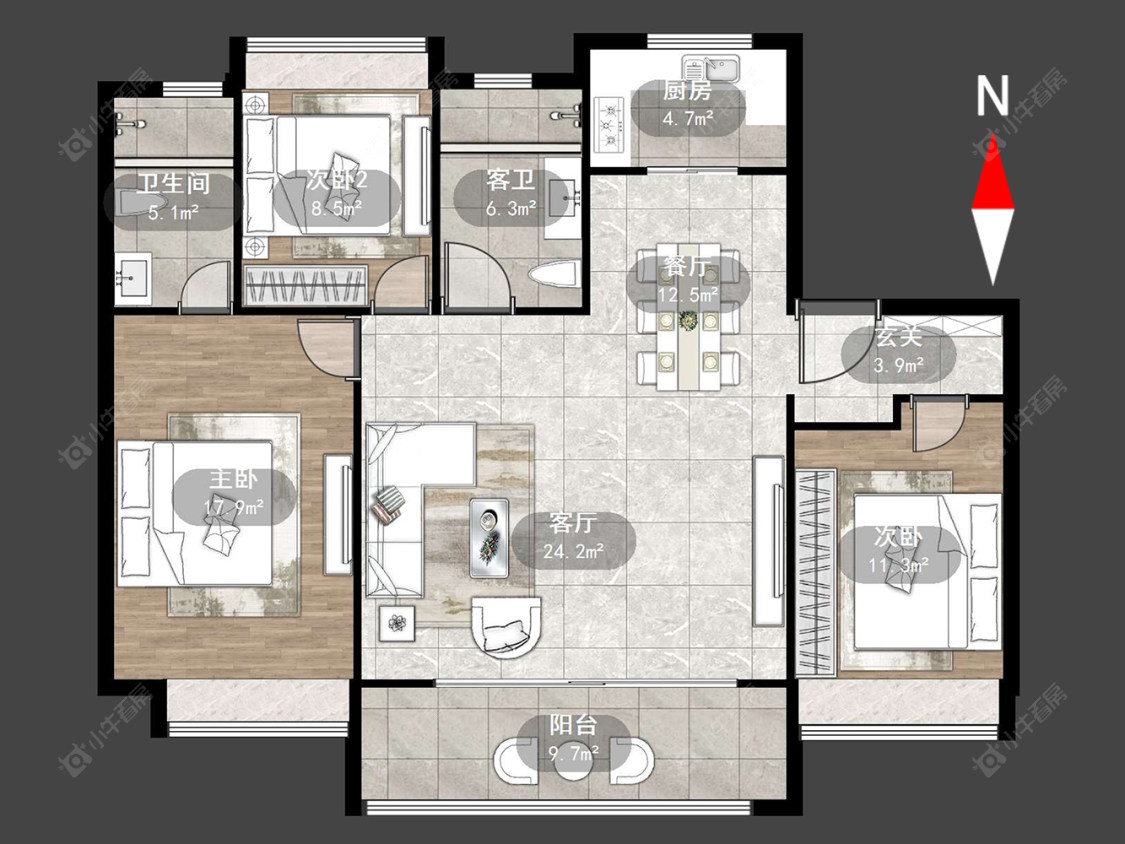 常州美的世茂云筑在售二手房源户型图_小牛看房