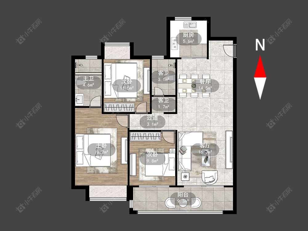常州三盛汝悦春秋在售二手房源户型图_小牛看房