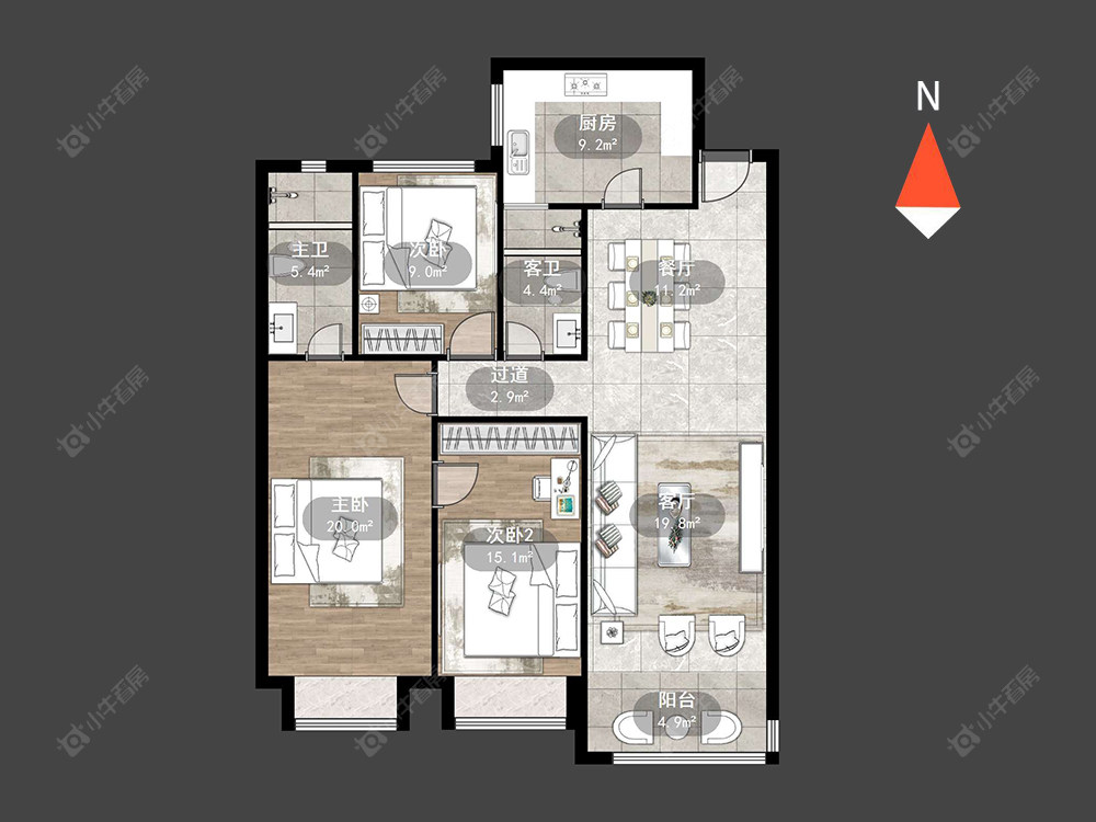 恒大御景房源户型图 常州恒大御景在售二手房源户型图_小牛看房