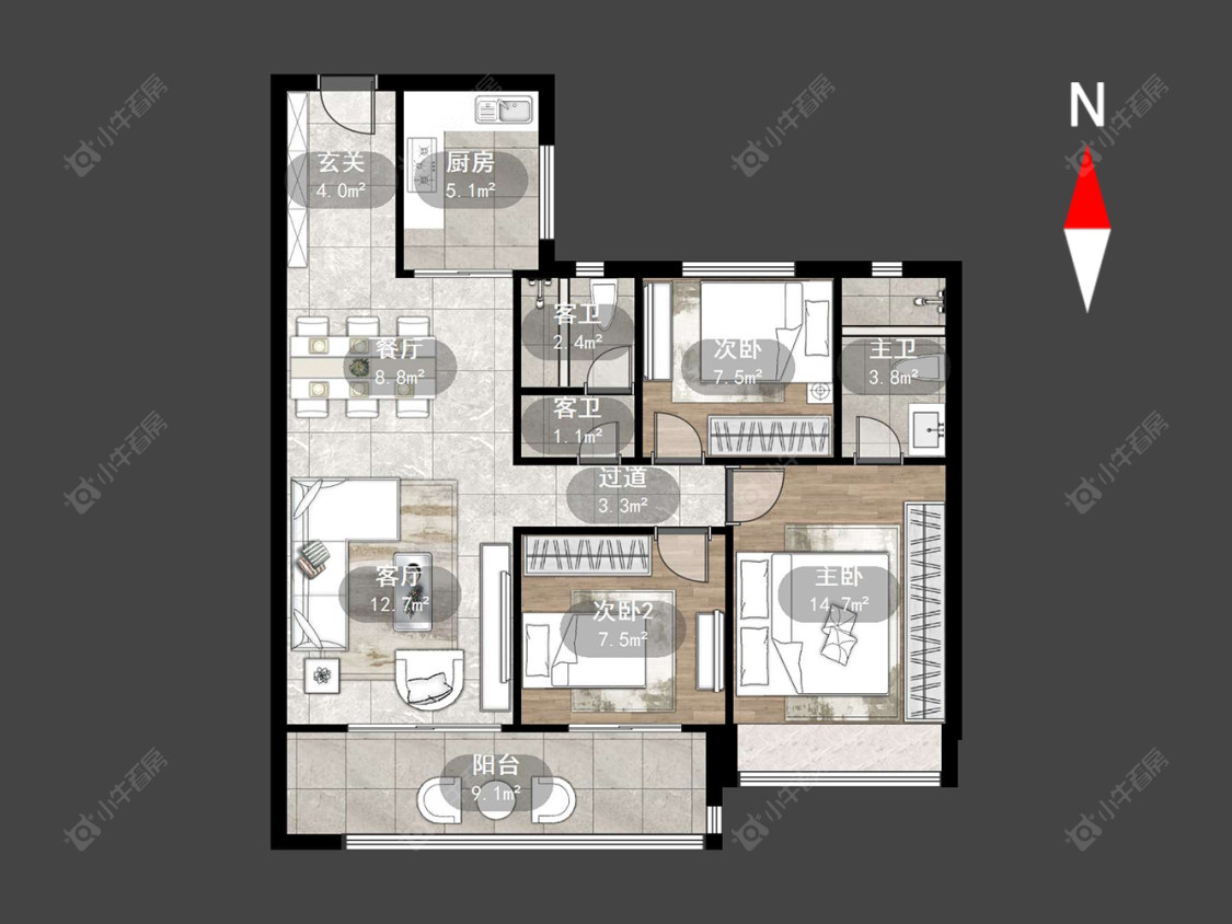 常州碧桂园碧玥和鸣在售二手房源户型图_小牛看房