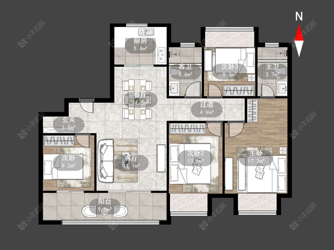 牡丹招商公园学府房源户型图 常州牡丹招商公园学府在售二手房源户型图_小牛看房