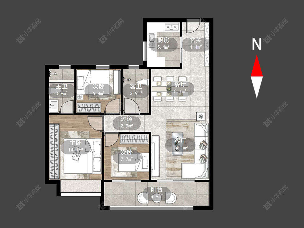 常州碧桂园都市森林在售二手房源户型图_小牛看房