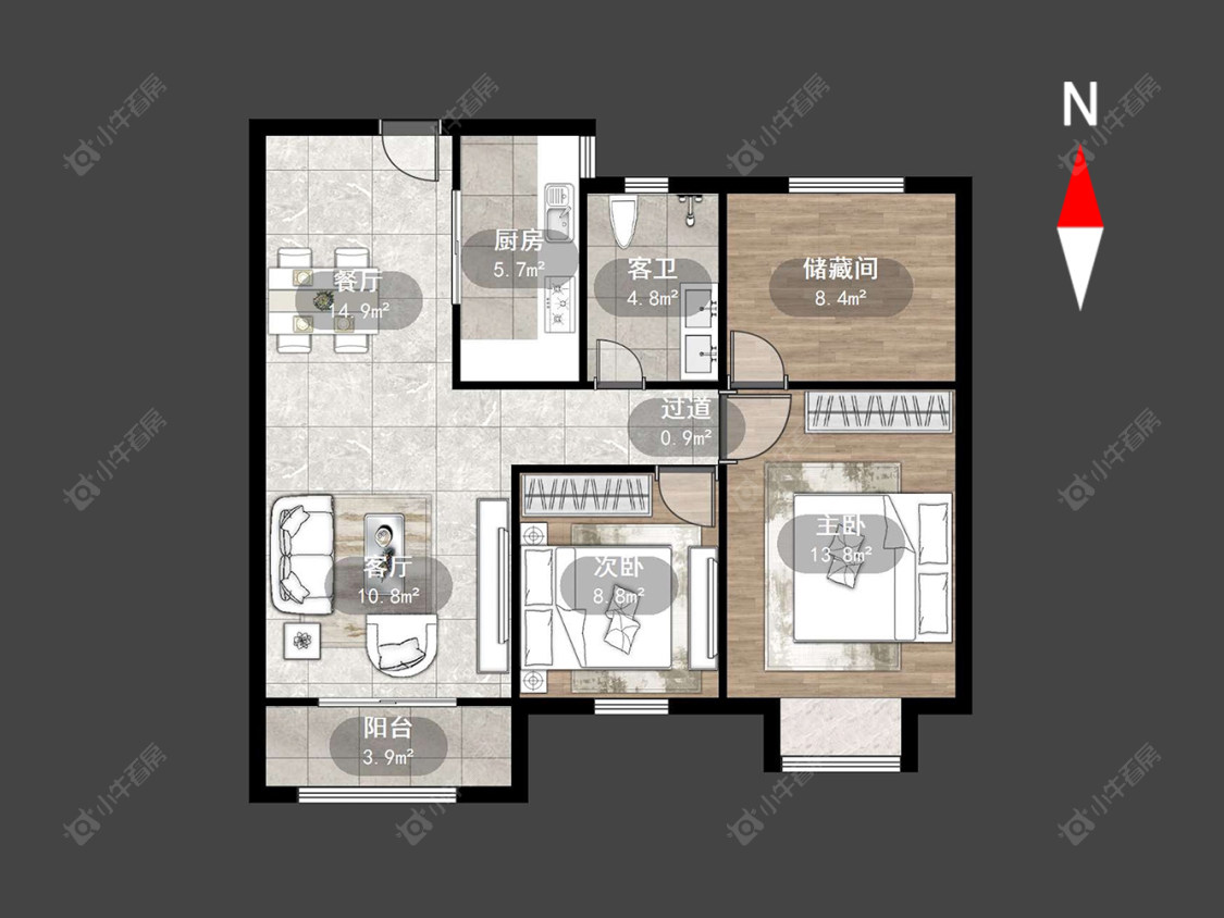 常州龙湖香醍漫步南区在售二手房源户型图_小牛看房