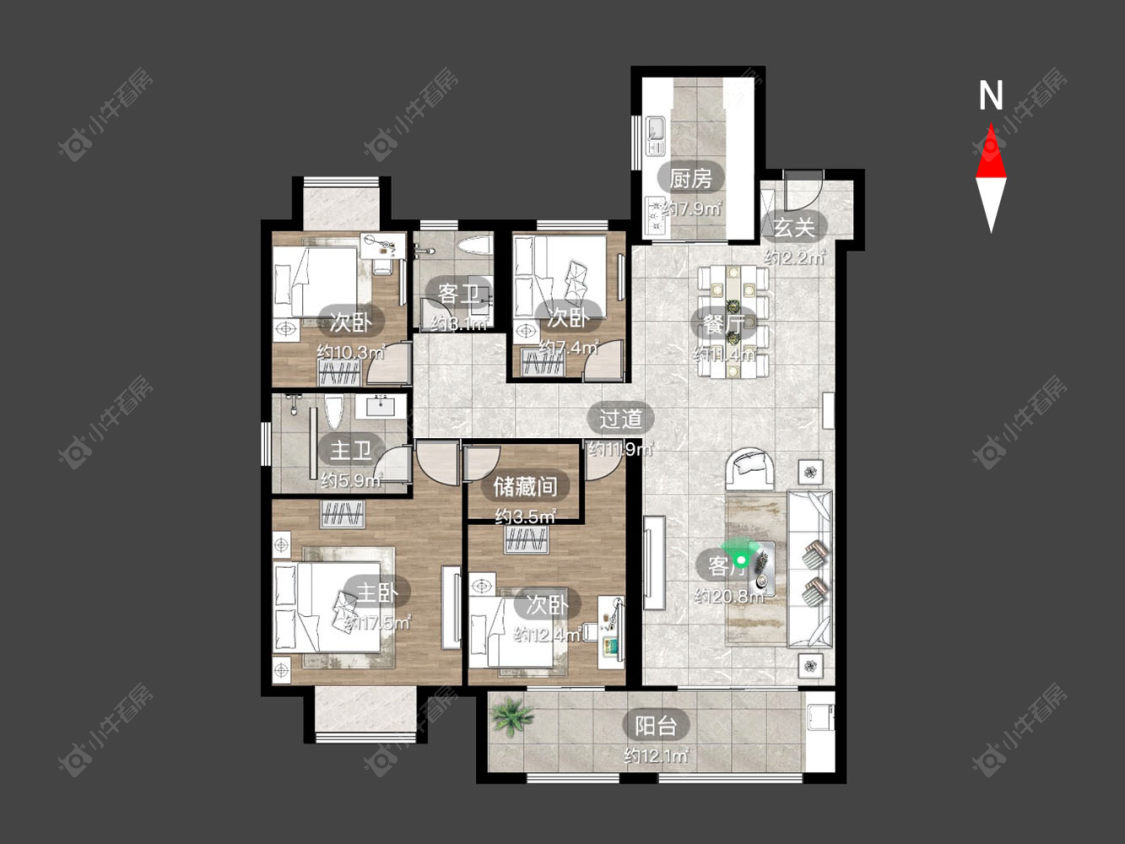常州新城樾隽中央在售二手房源户型图_小牛看房