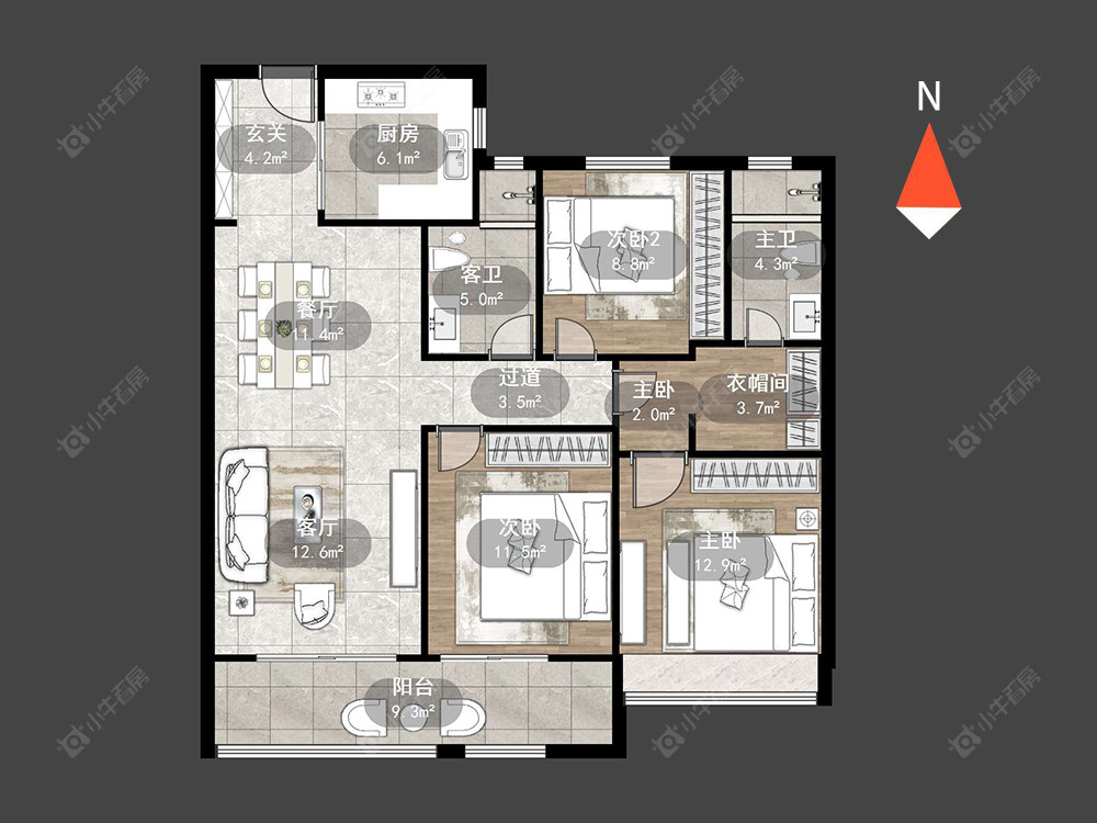常州美的国宾府在售二手房源户型图_小牛看房