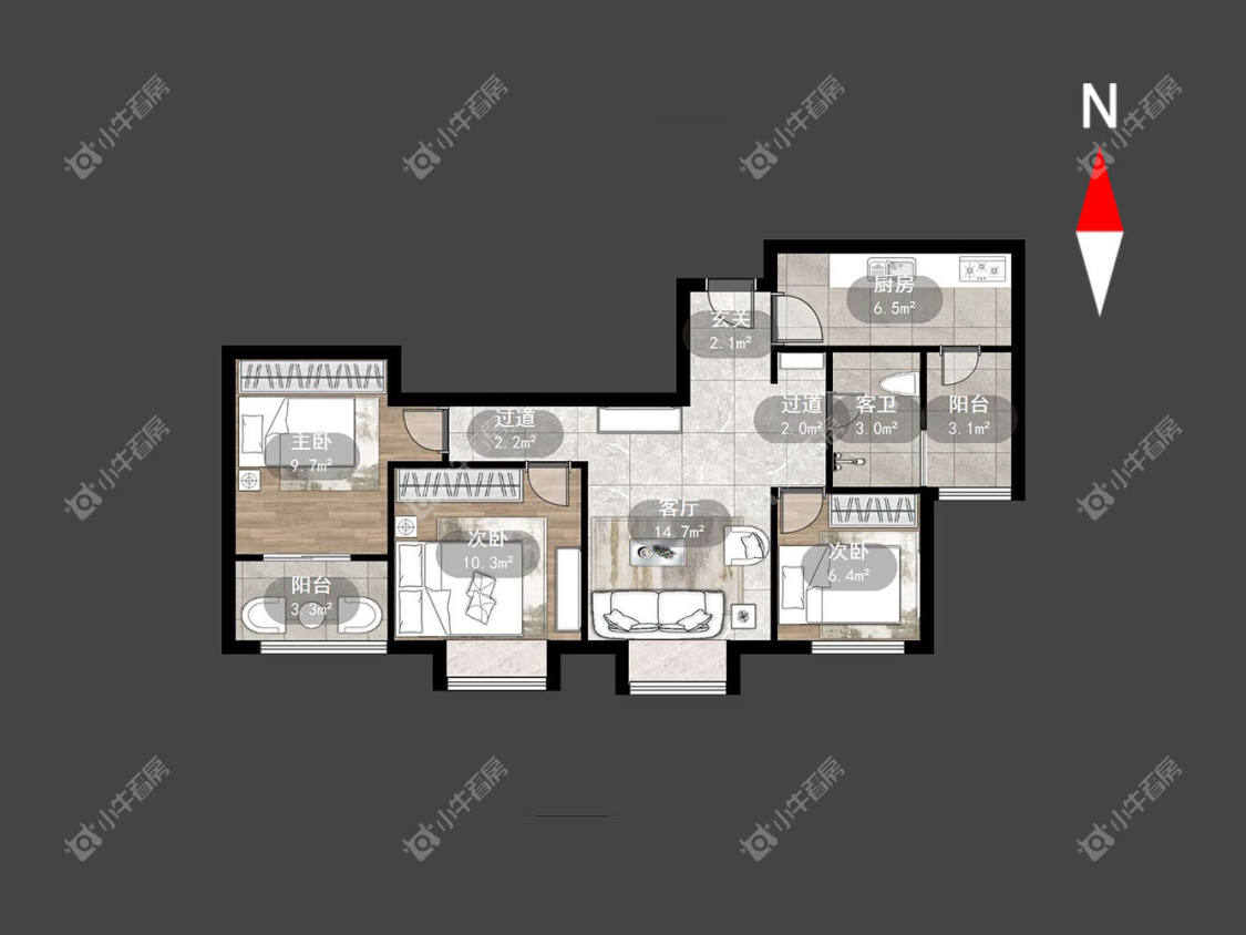 常州世茂香槟湖二期在租房源户型图_小牛看房