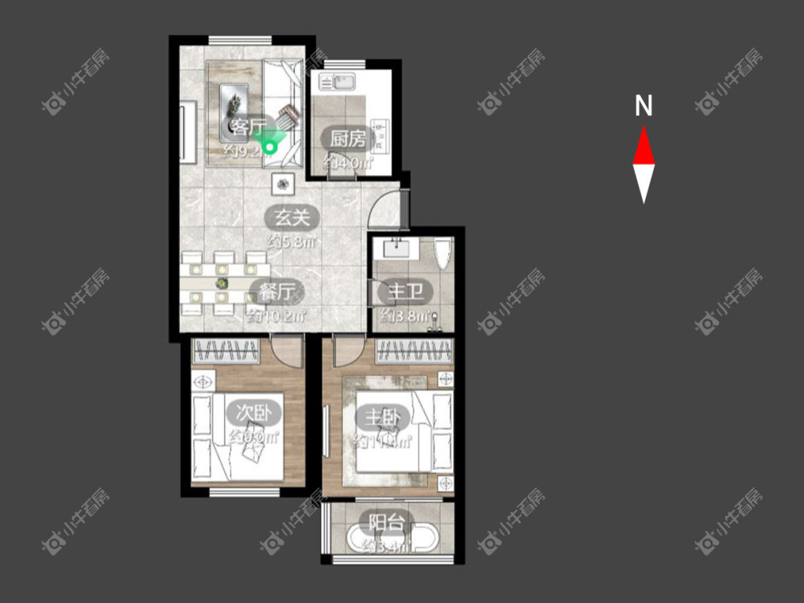 常州新龙花苑西区在租房源户型图_小牛看房