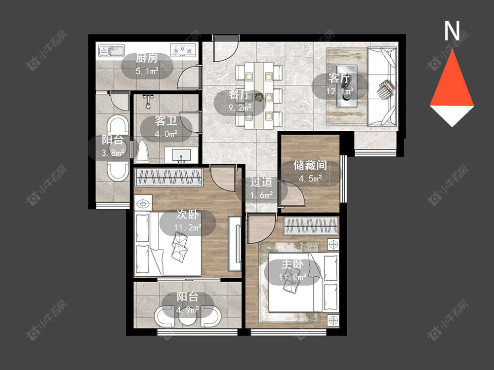 莱蒙城中央府西区房源户型图 常州莱蒙城中央府西区在售二手房源户型图_小牛看房