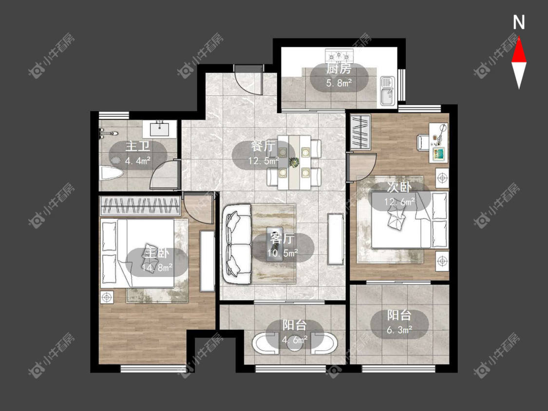 常州新城香溢澜桥二期在租房源室内图_小牛看房