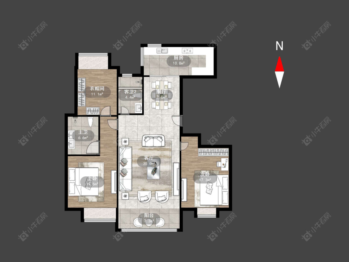 常州世茂香槟湖二期在售二手房源户型图_小牛看房
