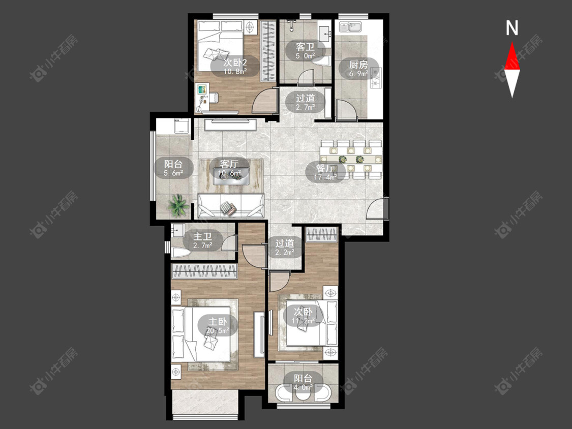公园壹号四期房源户型图 常州公园壹号四期在售二手房源户型图_小牛看房