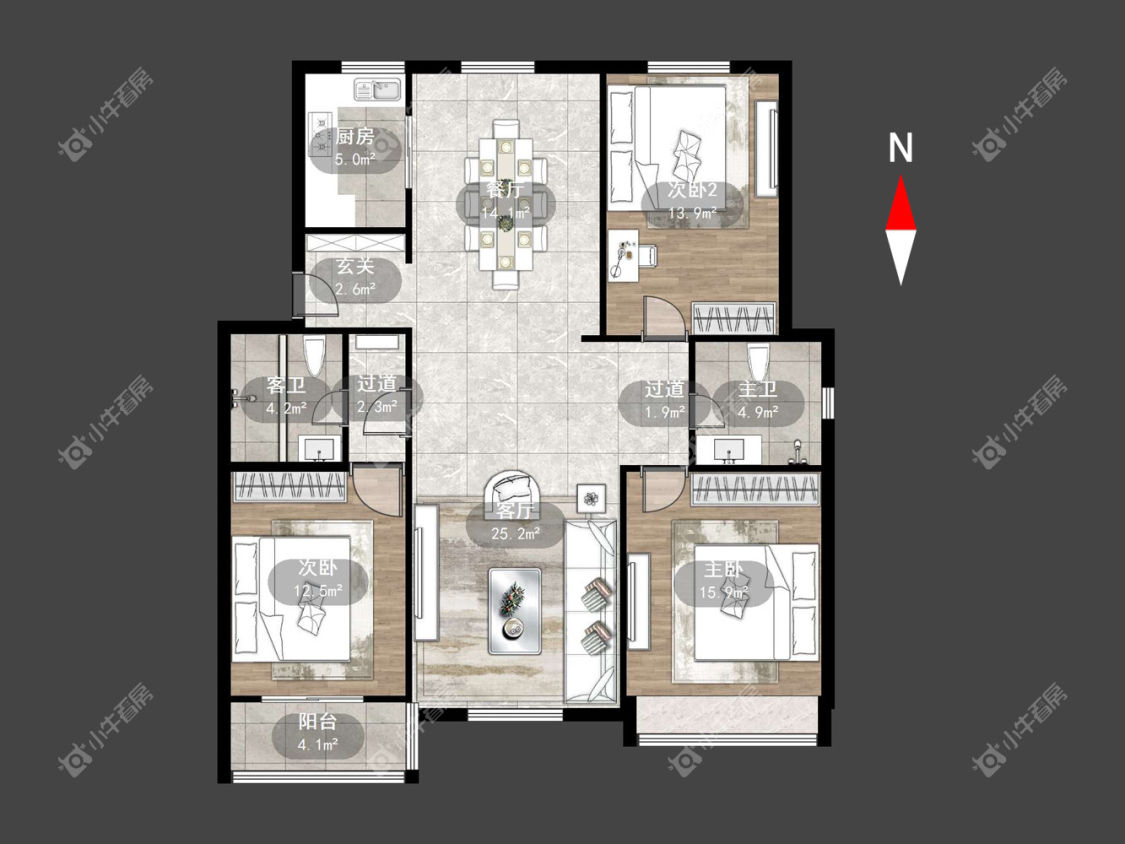 常州新龙花苑西区在租房源户型图_小牛看房