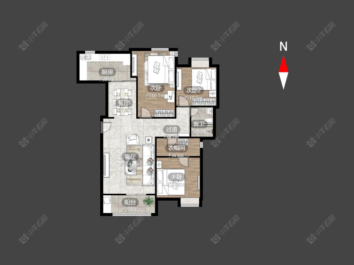 常州世茂香槟湖二期在售二手房源户型图_小牛看房