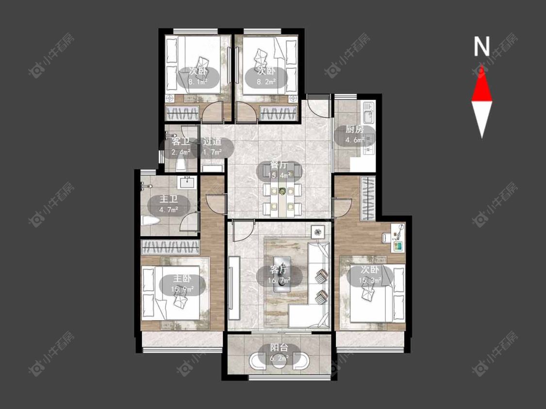 荣盛御府房源户型图 常州荣盛御府在售二手房源户型图_小牛看房