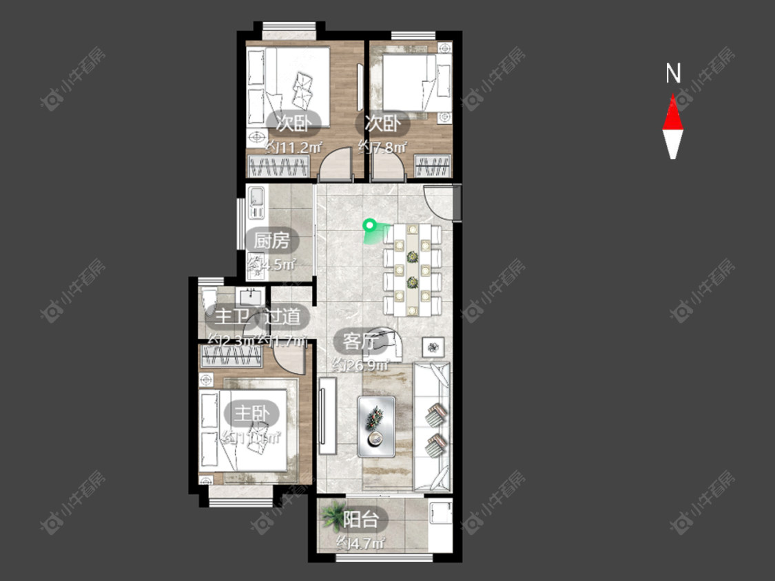 常州华润国际四期在售二手房源户型图_小牛看房