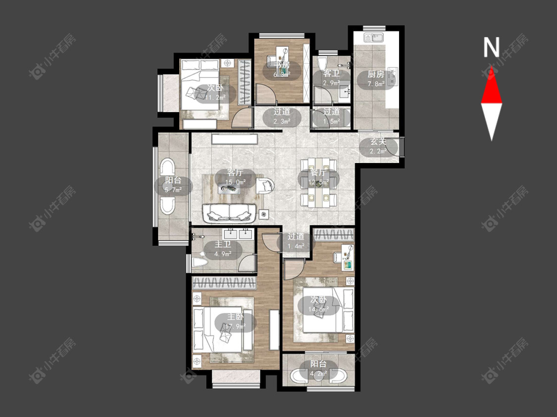 常州龙湖龙誉城三期在售二手房源户型图_小牛看房