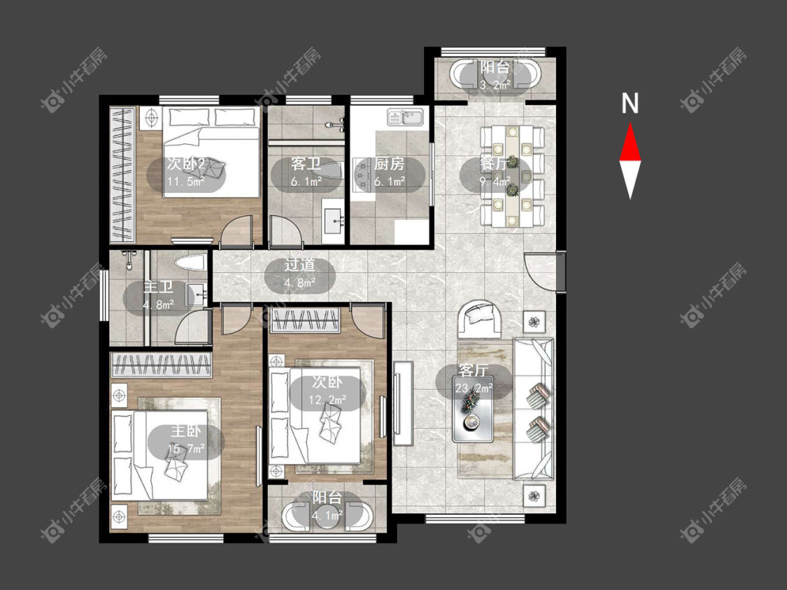 常州天山花园3室2厅2卫出租_小牛看房