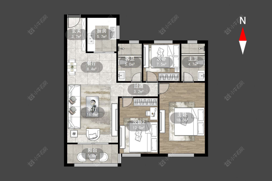 常州香聚雅苑西区在售二手房源户型图_小牛看房