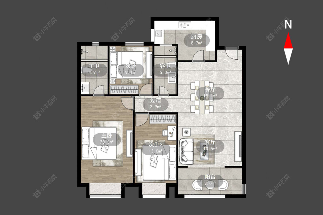 恒大御景房源户型图 常州恒大御景在售二手房源户型图_小牛看房