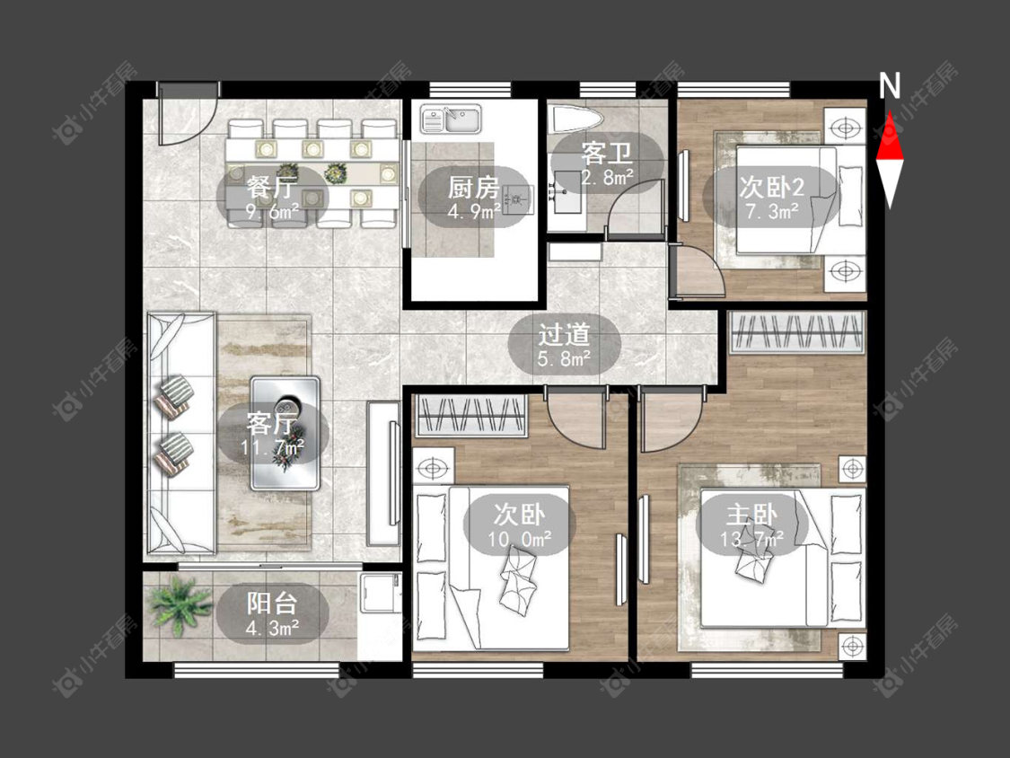常州凤凰湖西苑在售二手房源户型图_小牛看房