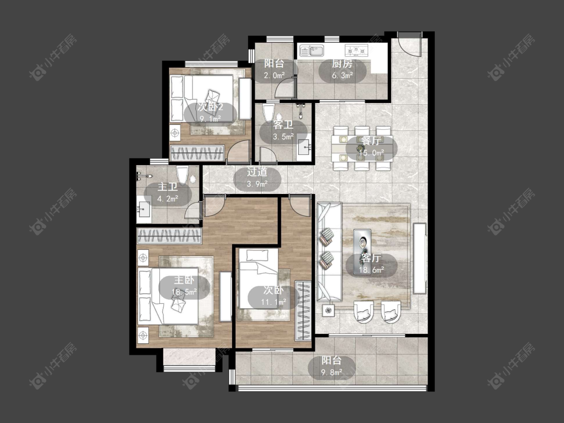 丹阳恒大名都二三期在售二手房源户型图_小牛看房