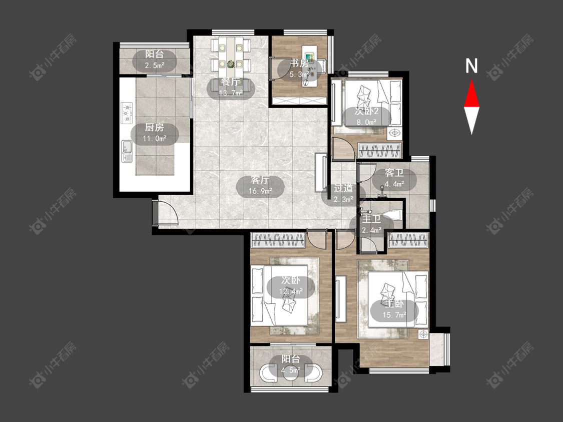 常州青山湾北区在售二手房源户型图_小牛看房