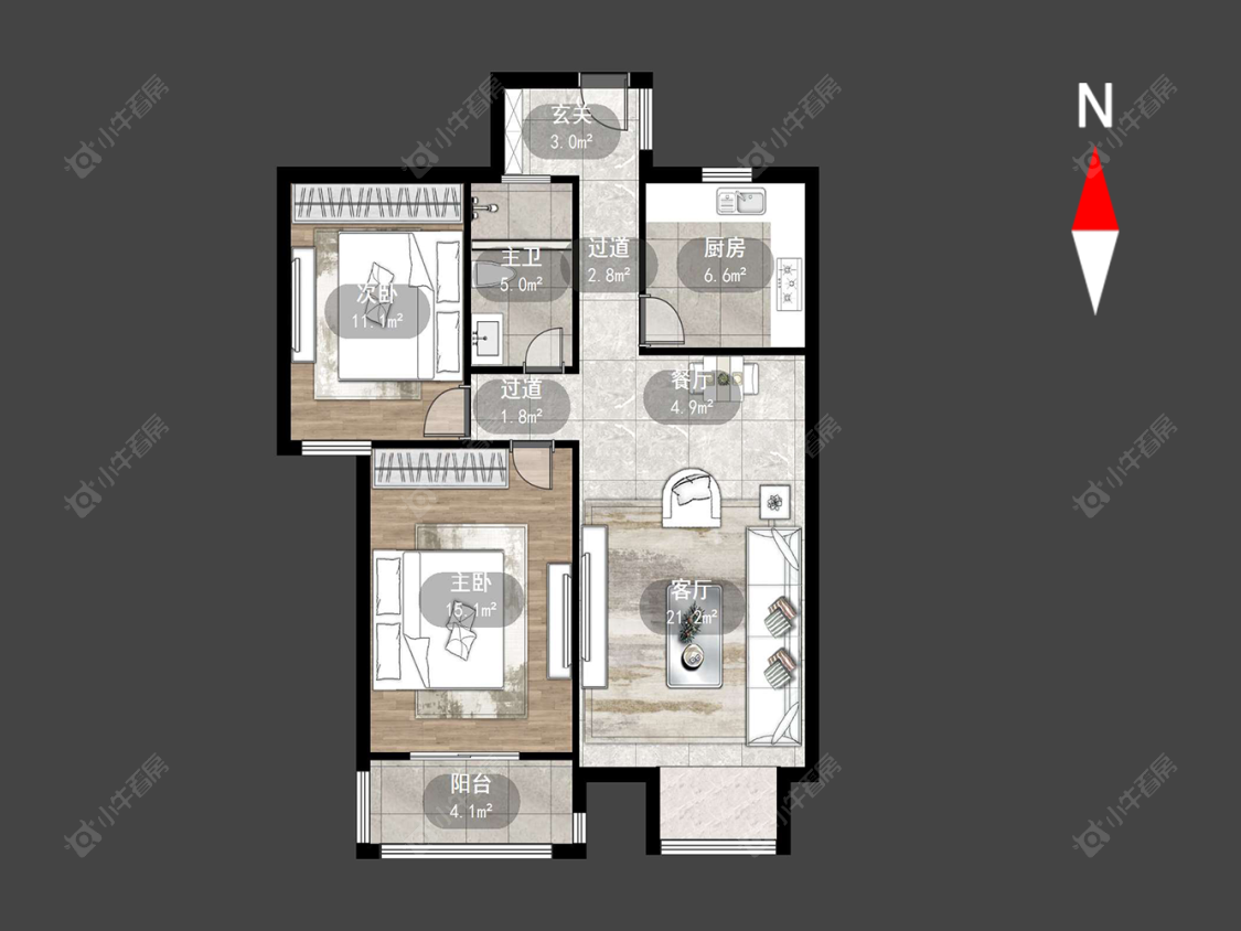 常州福地聚龙苑在售二手房源户型图_小牛看房