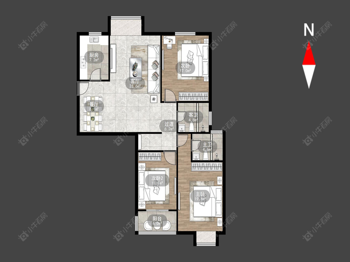 常州飞龙新苑在售二手房源户型图_小牛看房