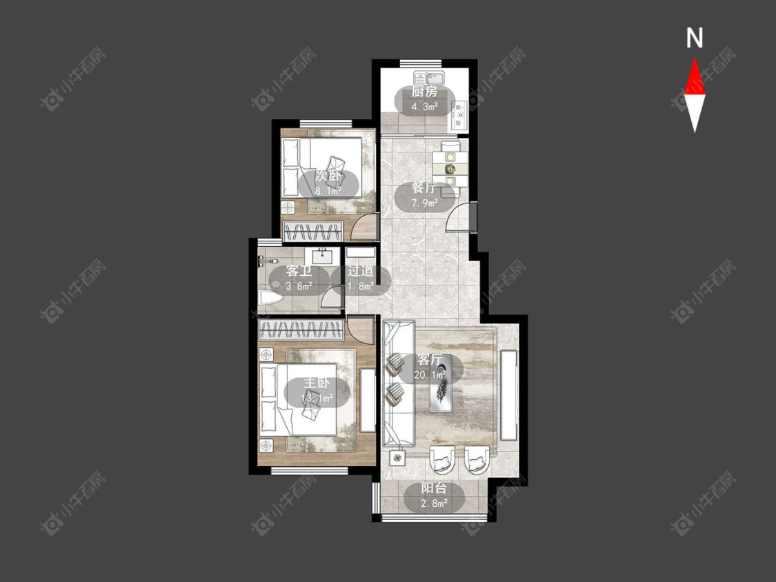 常州百草苑在售二手房源户型图_小牛看房