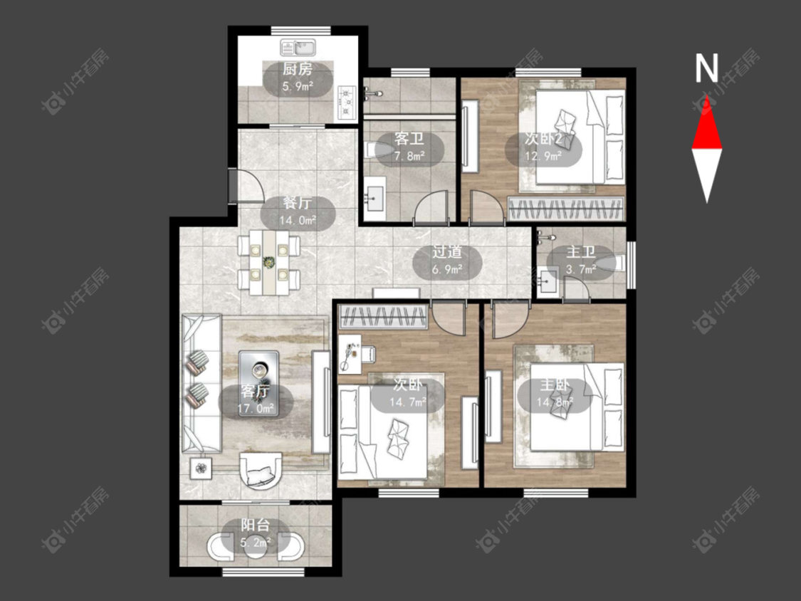 常州申达花苑在售二手房源户型图_小牛看房