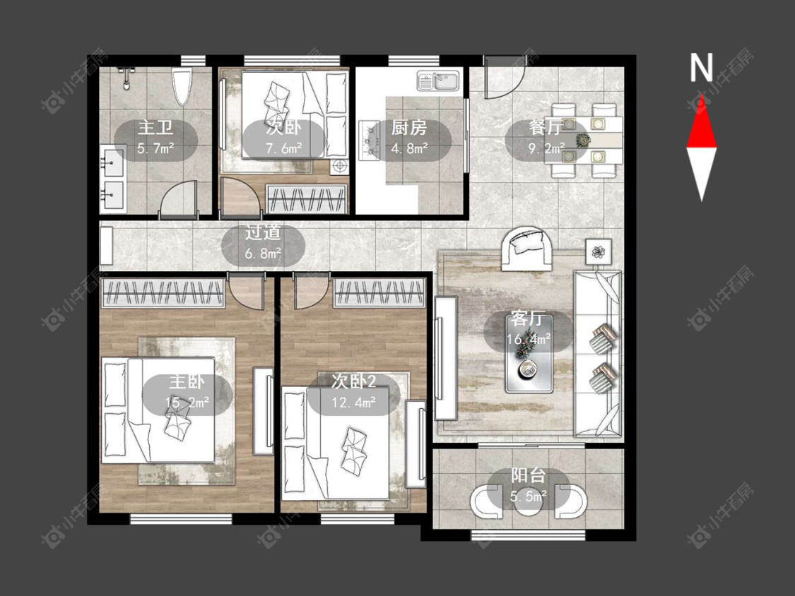 常州牡丹水岸国际在售二手房源户型图_小牛看房