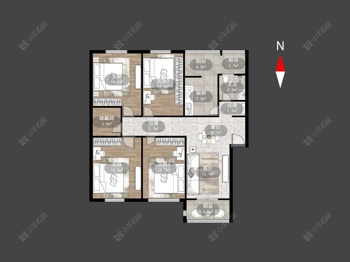 常州珠江花园在售二手房源户型图_小牛看房