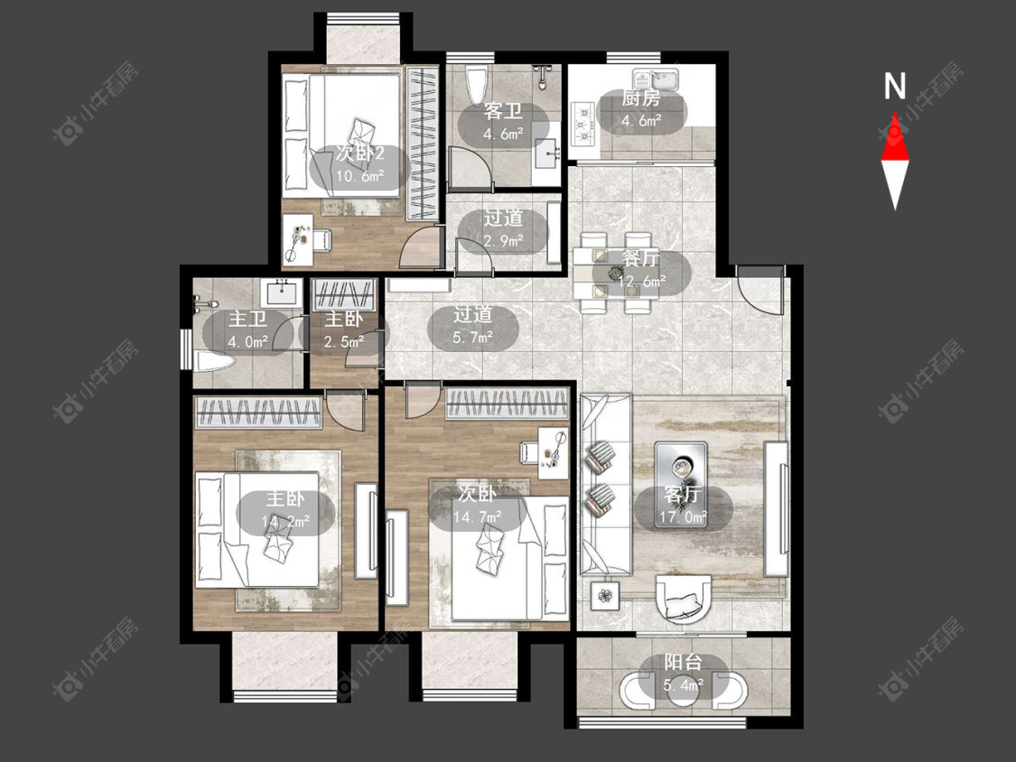 常州政新花苑在售二手房源户型图_小牛看房