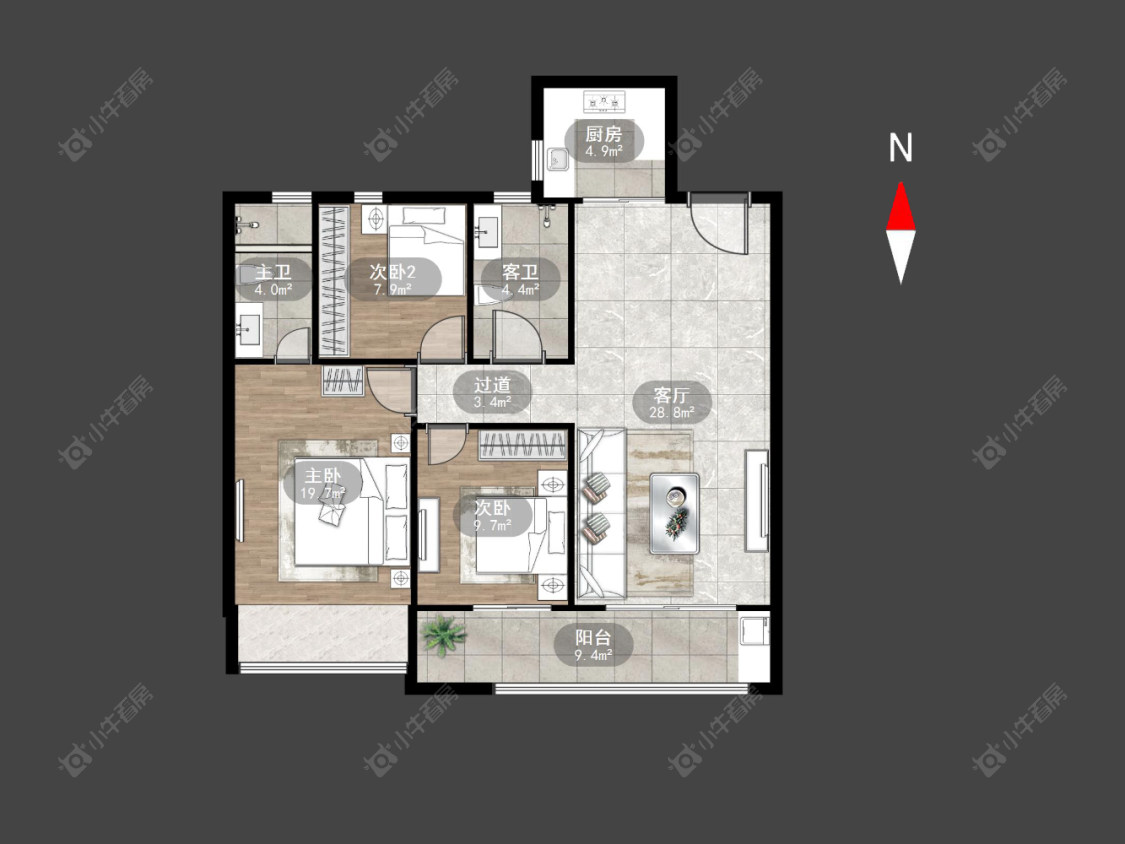 常州龙湖景粼天著在售二手房源户型图_小牛看房