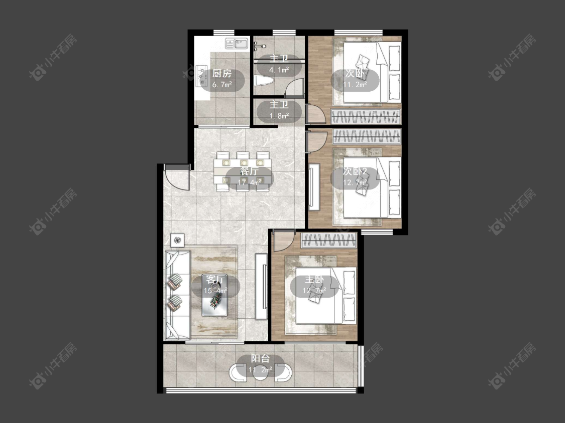丹阳华南园中园在售二手房源户型图_小牛看房