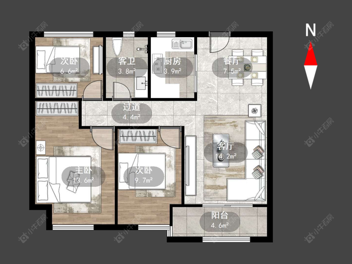 常州龙湖龙誉城四期在售二手房源户型图_小牛看房