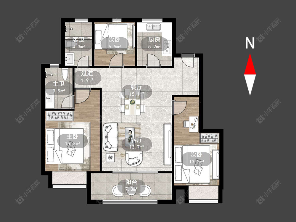 常州新城路劲·西岸时光在售二手房源户型图_小牛看房