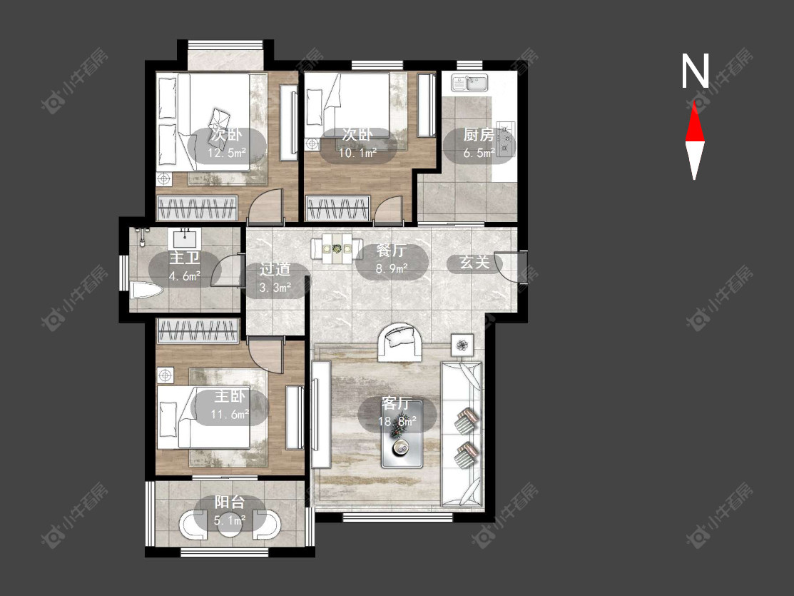 常州水岸花语在售二手房源户型图_小牛看房