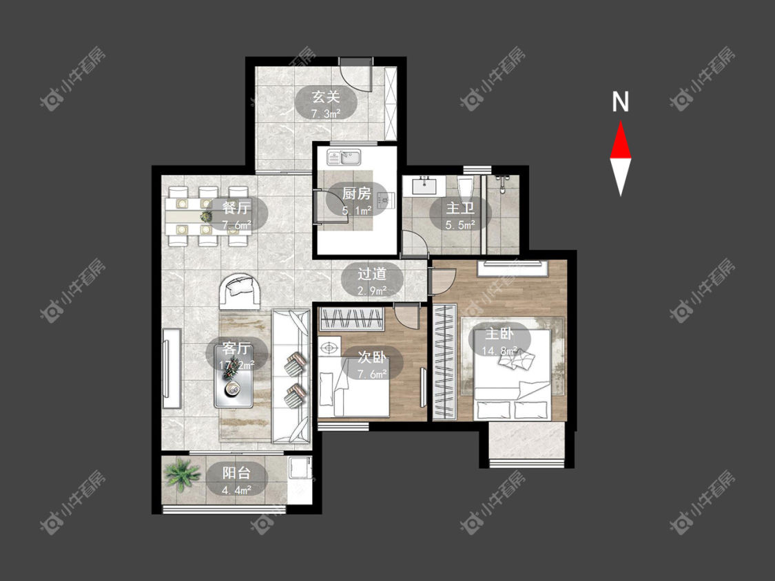 常州绿都万和城二区在租房源户型图_小牛看房