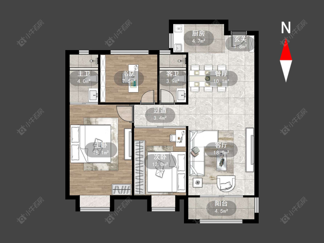 常州龙湖龙誉城四期在售二手房源户型图_小牛看房