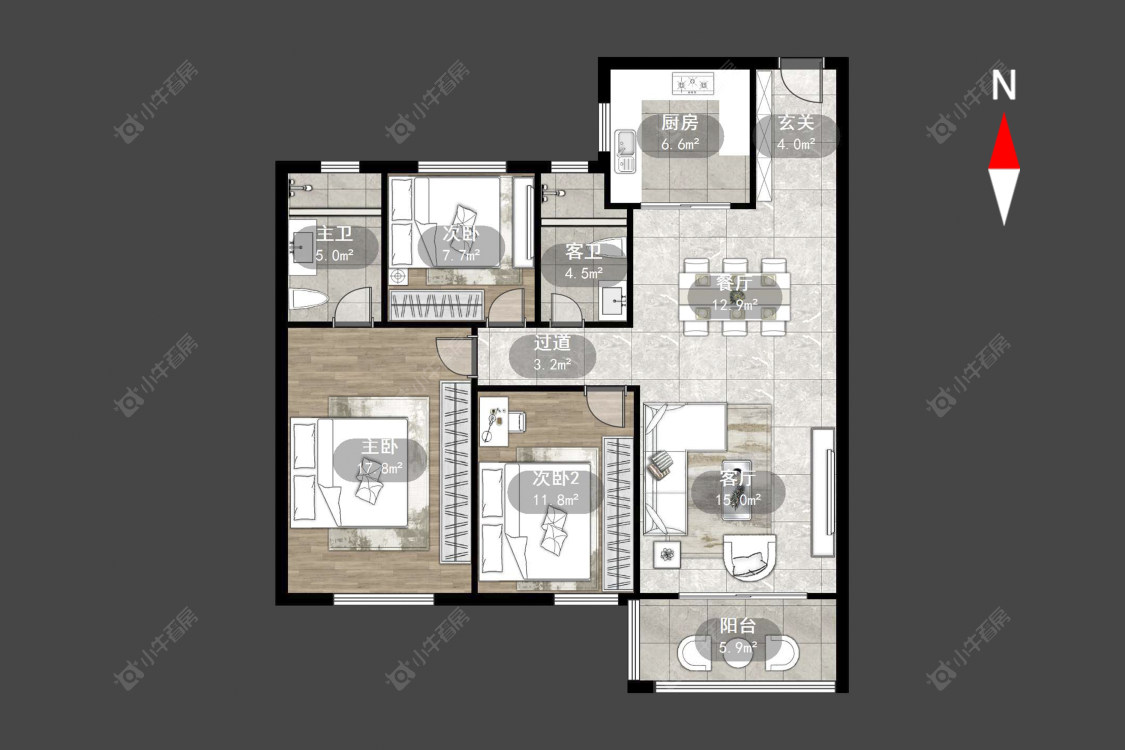 香聚雅苑东区房源户型图 常州香聚雅苑东区在售二手房源户型图_小牛看房