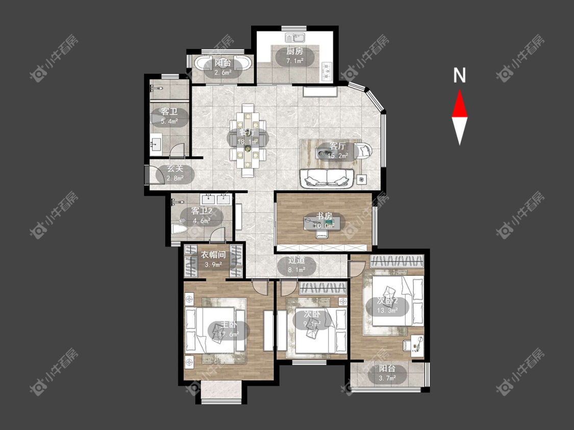 常州九洲花园一期在租房源户型图_小牛看房