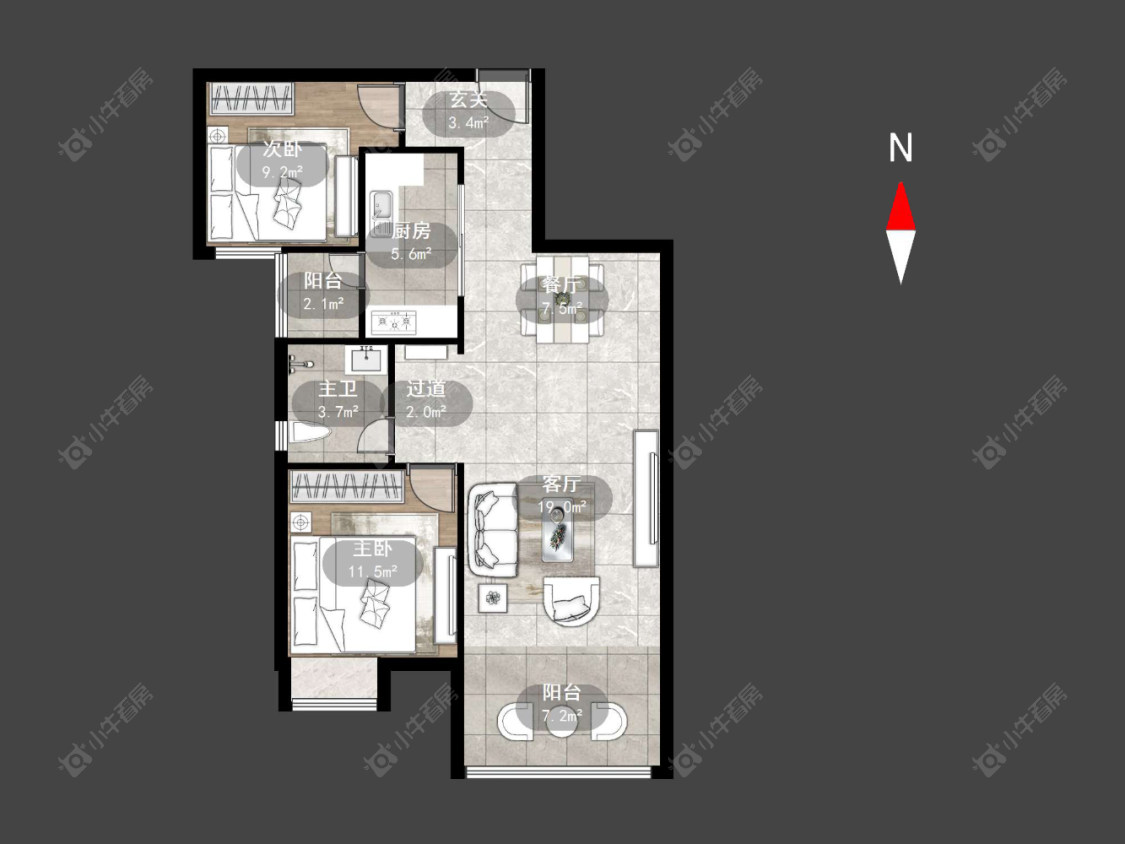 常州世茂香槟湖二期在售二手房源户型图_小牛看房
