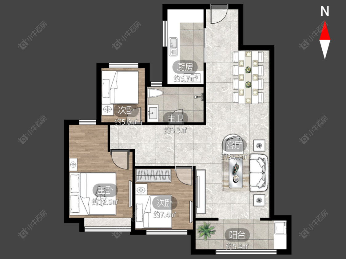 常州融创滨湖御园在售二手房源户型图_小牛看房
