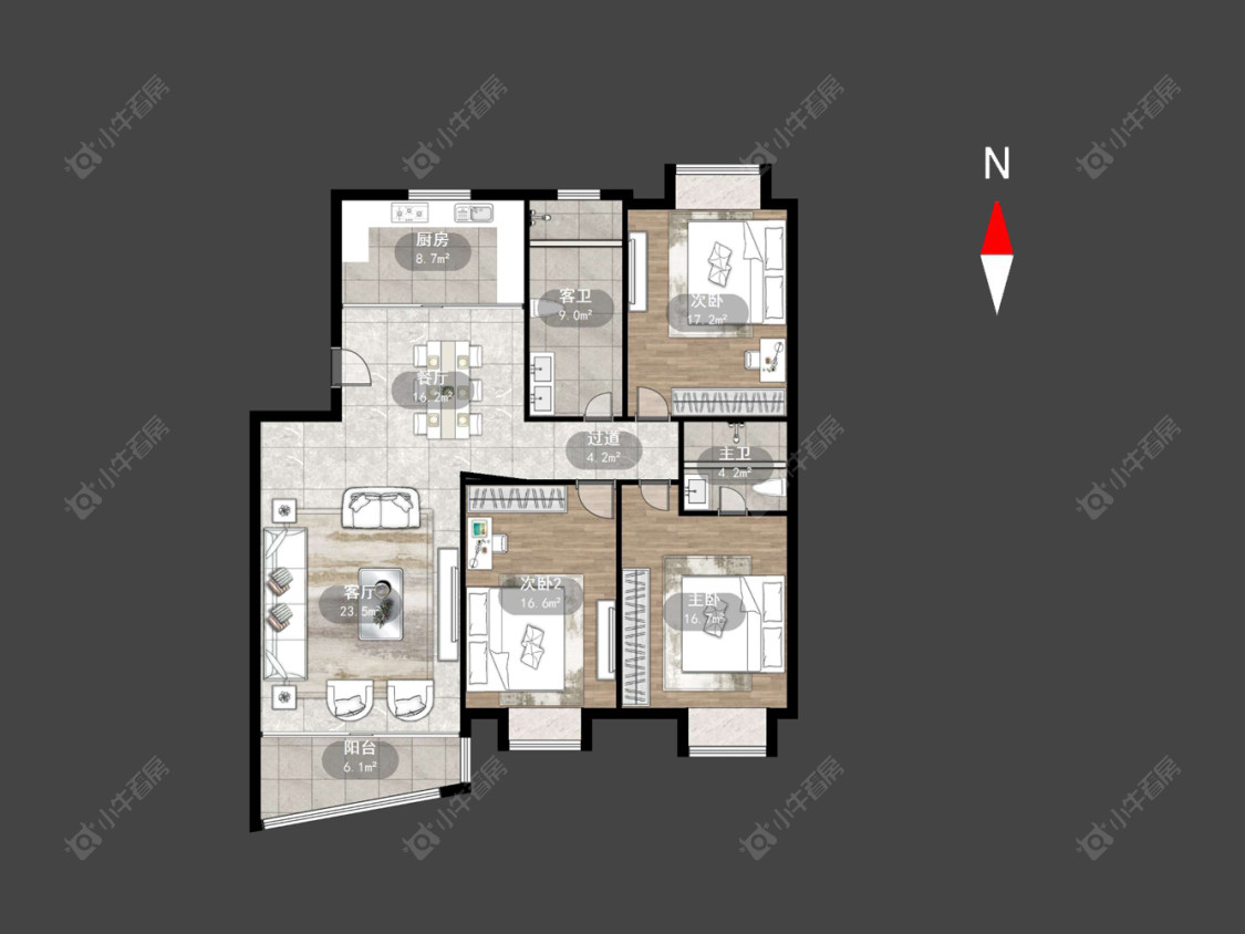 常州新荷花园在售二手房源户型图_小牛看房