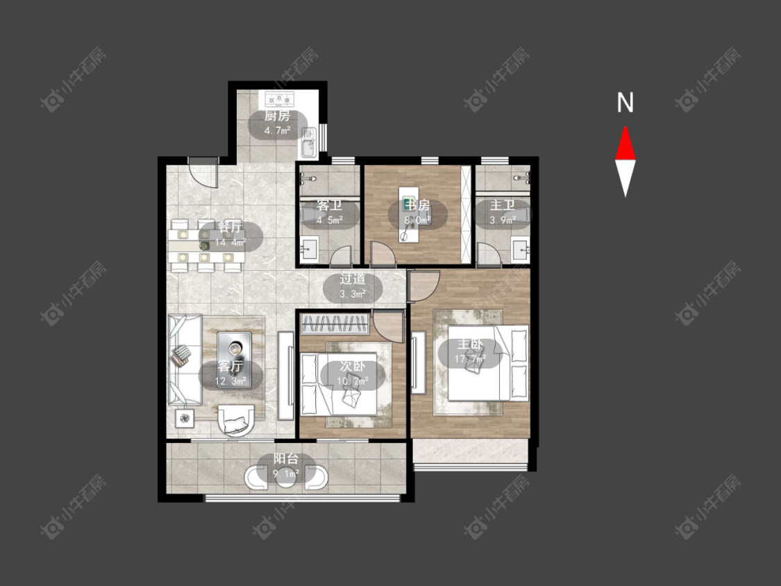 常州龙湖景粼天著在售二手房源户型图_小牛看房
